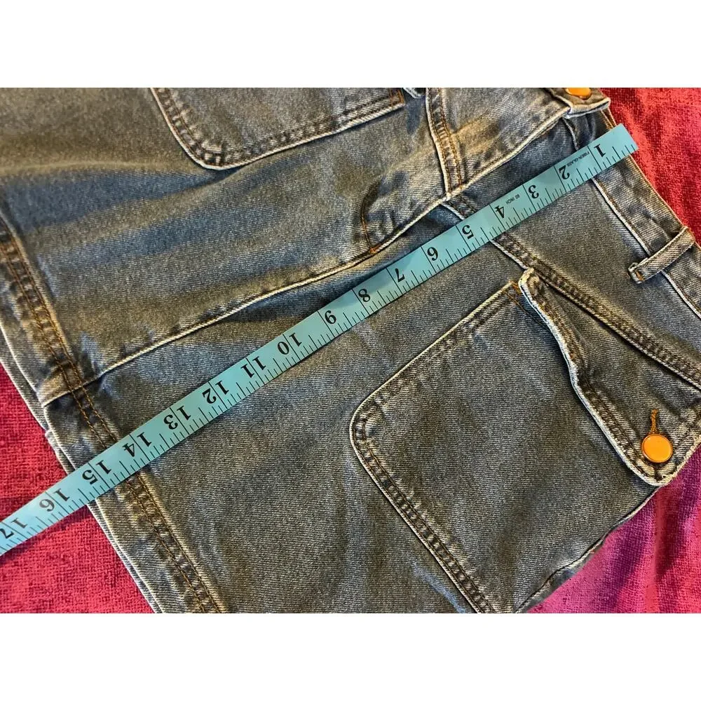 HOUSE of HARLOW Denim Mini Skirt COUNTRY WESTERN 70s COWGIRL Cargo Size 10 Jeans